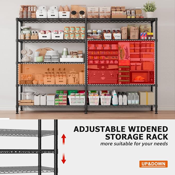 REIBII 1600LBS Storage Shelves Metal Shelving 5 Tier Wire Shelving Unit - Image 7