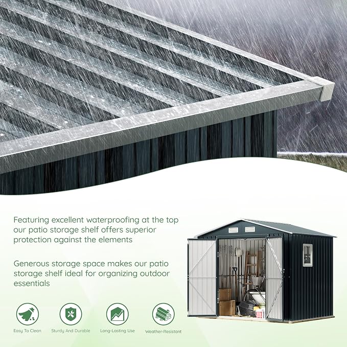 6X8X6.4FT Outdoor Steel Storage Shed - Image 8