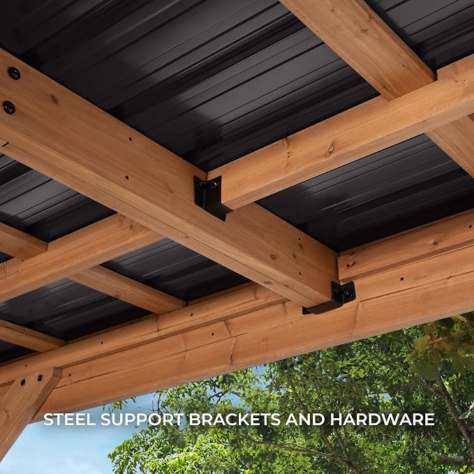 Backyard Discovery Kingsport 20' x 12' Cedar Wood Outdoor Carport Garage - Image 8