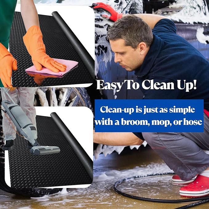 BESEA 4 x 6 FT Garage Floor Mat, Heavy Duty Diamond Plate Rubber Parking Mat – - Image 5
