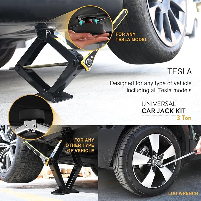 Car Jack Kit with Tesla Pad & Universal Rubber Pad | Scissor Jack - Image 2