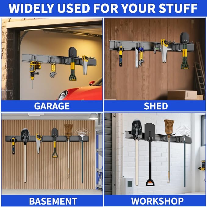 Garage Organization Tool Organizer Wall Mount, 48inch Heavy Duty Garden Tool - Image 2