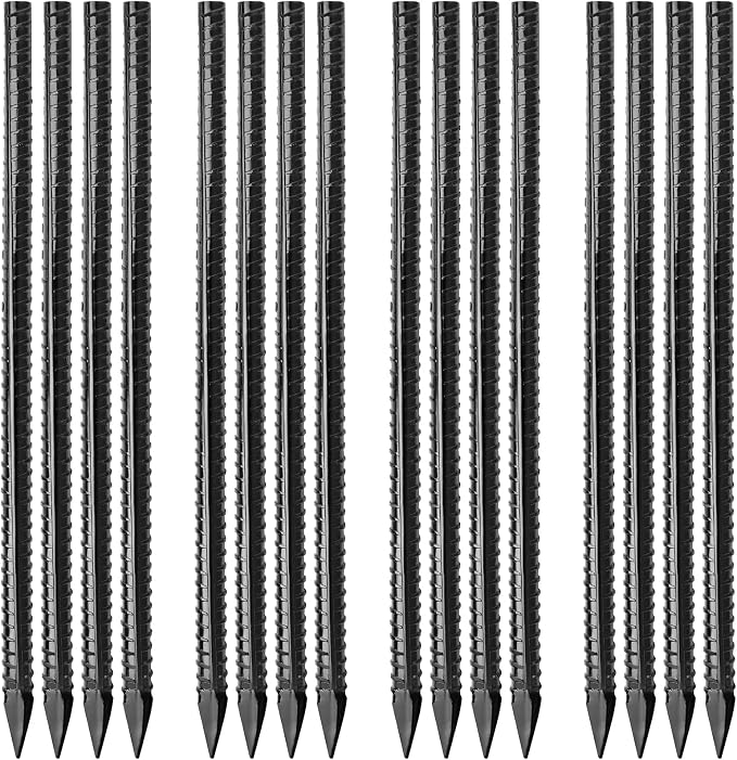 16 inches Ground Rebar Stakes Heavy Duty Metal Spikes by Besitu