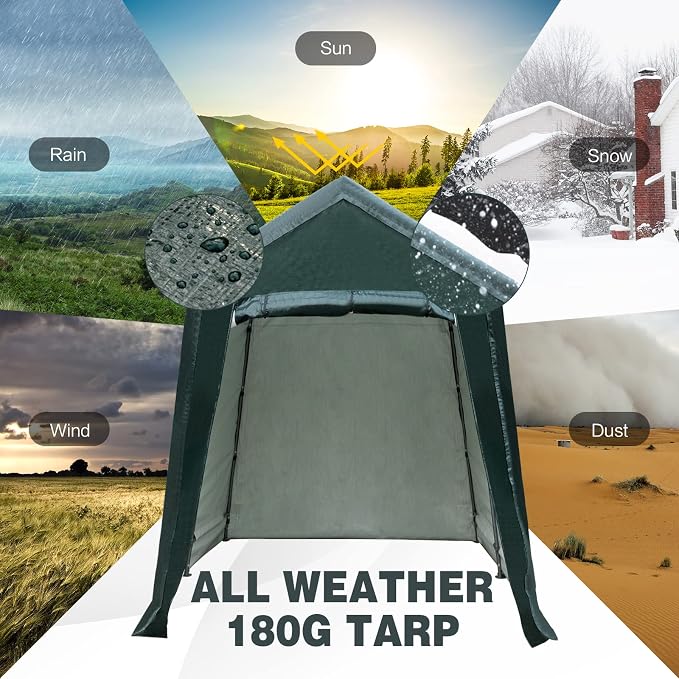 ERGOMASTER 6 Ft x 8 Ft Outdoor Carport Storage Shelter Metal Frame and - Image 3