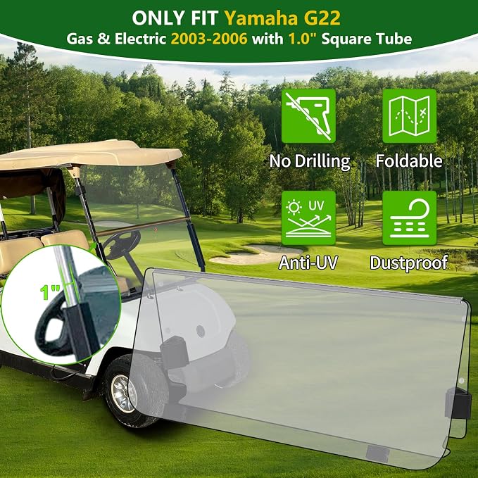 Golf Cart Foldable Windshield 3/16" Thicken Only Fits 2003-2006 Yamaha G22 - Image 2