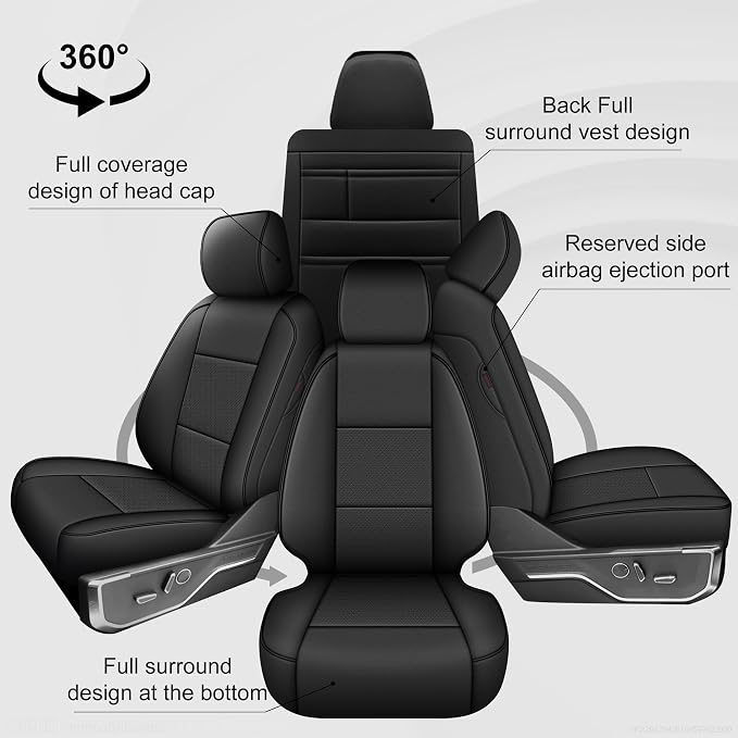 AOMSAZTO Front Seat Covers for Ford F150 XL XLT: 2015-2024 SuperCrew & F250 - Image 5