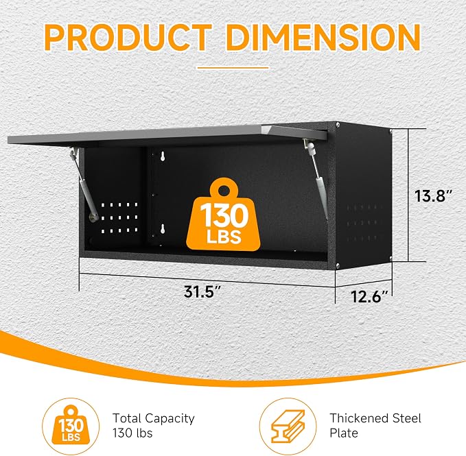 Metal Garage Wall Cabinet with Doors Side with Holes, 13.8" H 1 Door Small Wall - Image 3