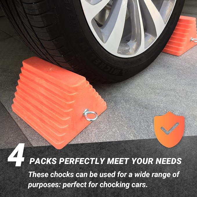 Premium 4 pcs Heavy Duty Wheel Tire Chocks, Vehicle Chocks - Image 5