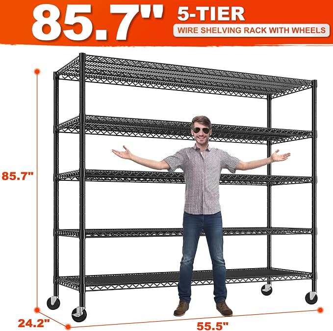 REIBII 85.7"H Storage Shelves 2998LBS Metal Shelving Units - Image 3