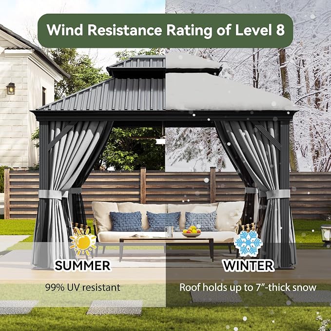 Aoxun 10' X 12' Hardtop Gazebo - Image 6
