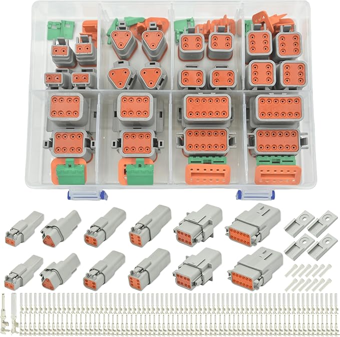 215 PCS Deutsch Connector Kit, DT 2 3 4 6 8 12 Pin Connectors, IP67 Waterproof by ALFOCI