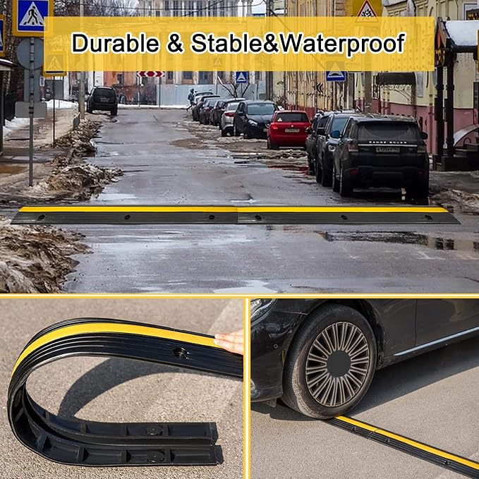 CXRCY Cable Protector Ramp 4 Pack of 1-Channel Rubber Hose Ramp, 22046Lbs - Image 5