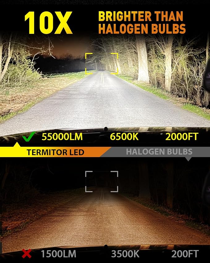 9005/HB3 LED Bulbs, 000LM 10X Super Brighter, 1:1 Halogen Size, 6500K Cool White - Image 2
