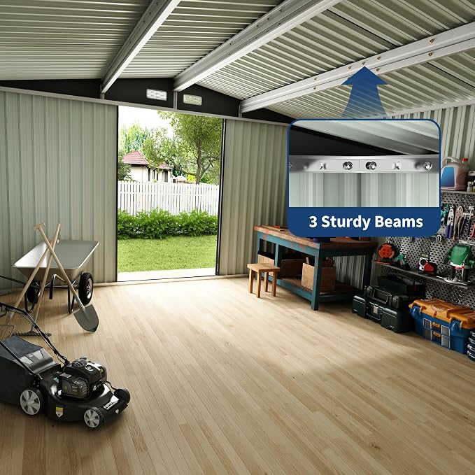 8x10x6.4 FT Outdoor Storage Sheds, Metal Garden Tool Shed - Image 6
