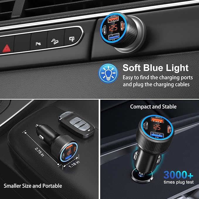 5 Pack USB C Car Charger, 4-Port 65W Car Power Adapter - Image 5