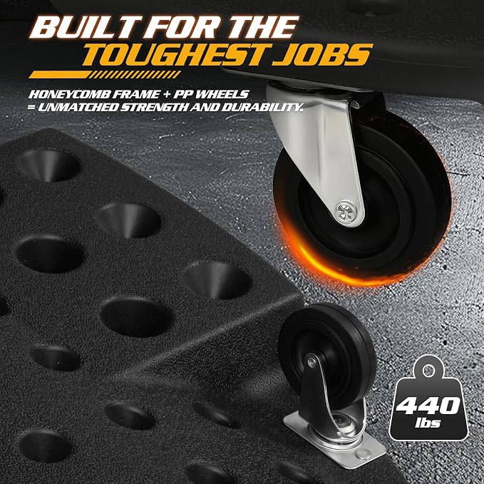 Magshion Mechanic Creeper with Padded Headrest and Dual Tool Tray, Rolling - Image 5