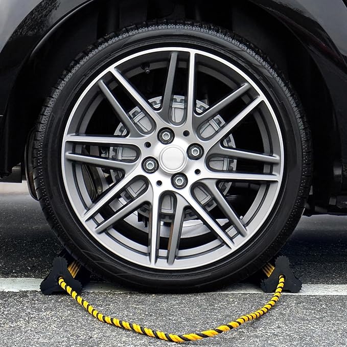 Heavy Duty Rubber Wheel Chocks, 1 Pair, Non-Slip Tire Stopper Blocks - Image 4