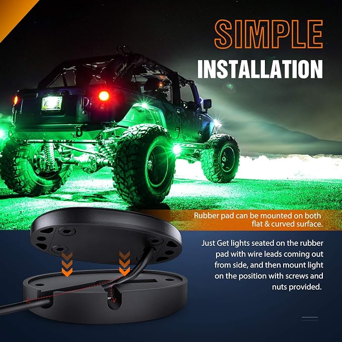 Nilight LED Rock Light Pods Waterproof Under Body Wheel Well Light Exterior - Image 6