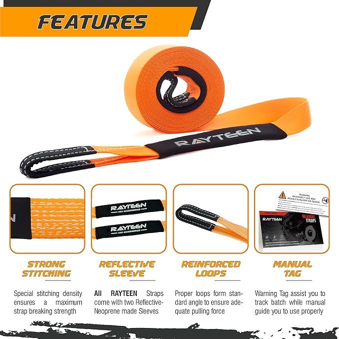 Genuine 11, 000lb Xtreme Heavy Duty Winch Extension Strap | 33ft x 2in Vehicle - Image 3