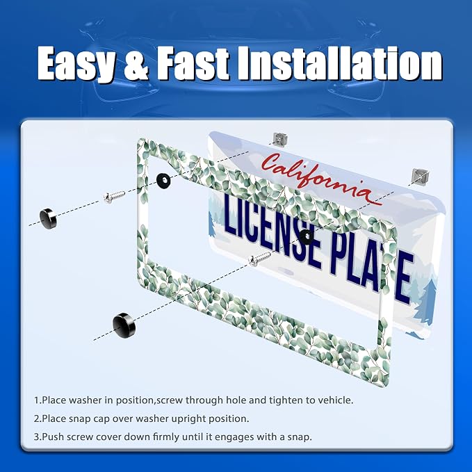 Green Leaf License Plate Frame Colorful License Plate Stainless Steel Funny - Image 3