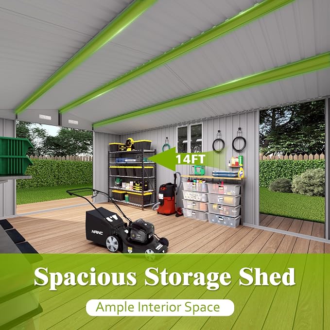 10 x 14 FT Outdoor Storage Shed, Metal Garden Tool Shed - Image 4