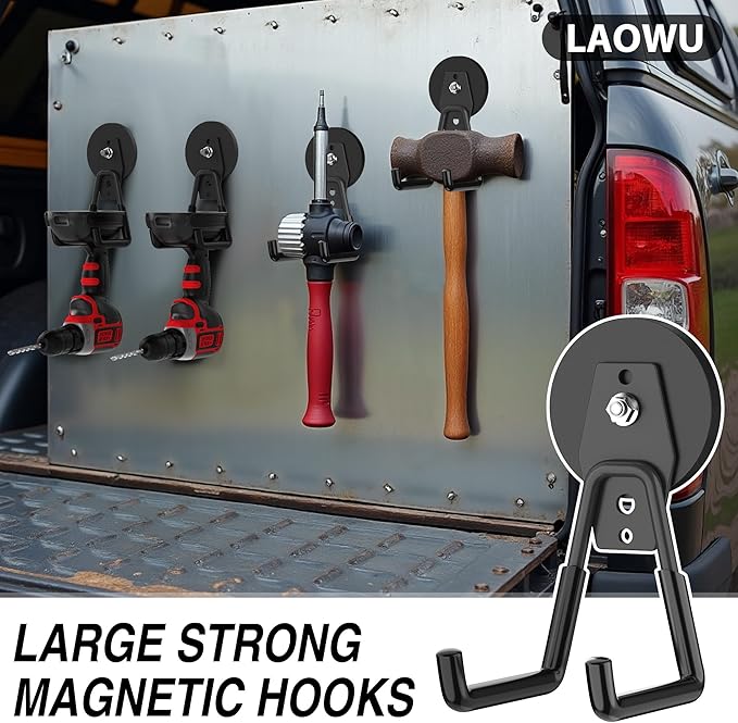 3Pcs Heavy Duty Storage Magnetic Utility Hooks Large Garage Strong Extra Magnet - Image 5