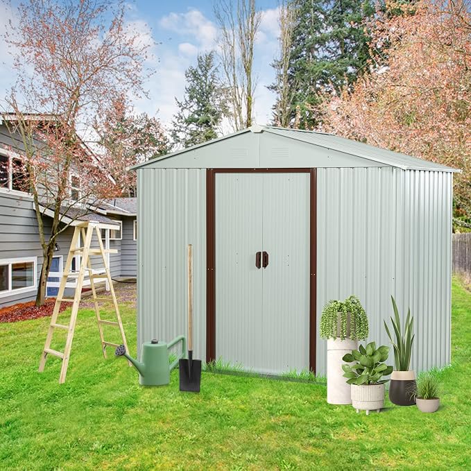 4x8 FT Outdoor Storage Shed, Metal Garden Shed by BNSPLY