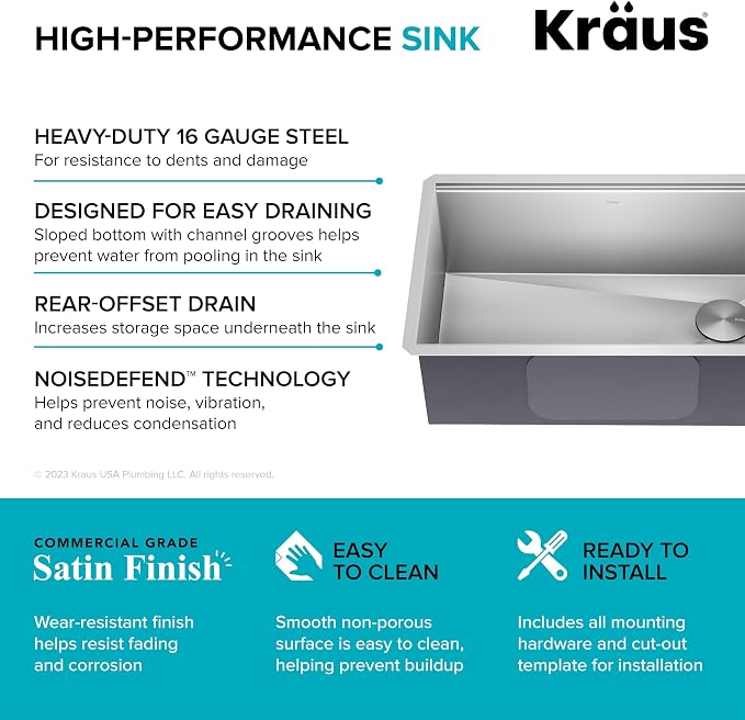 KRAUS Kore Workstation 30-inch Undermount 16 Gauge Stainless Steel Kitchen Sink - Image 11