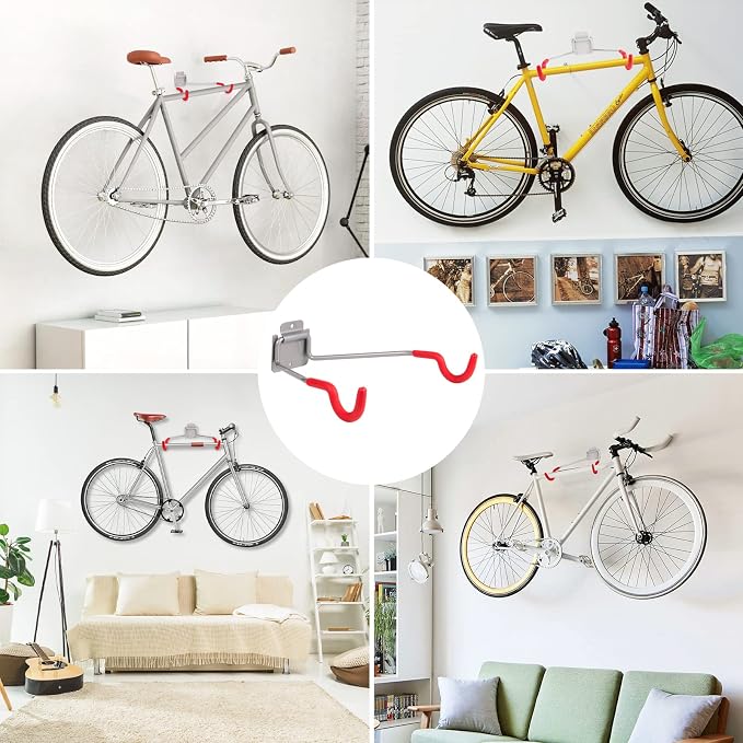 Bike Wall Mount Hangers，EVA Foam Padded Bicycle Hooks-Flip-Up Garage Bicycle - Image 3