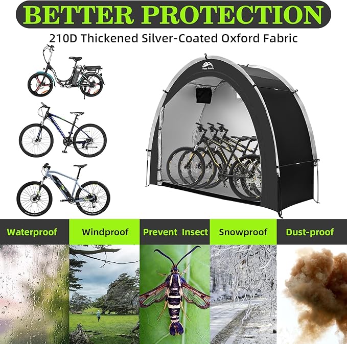 Happy Travel Bike Storage Tent Shed, Outdoor Waterproof Bicycle Covers Shelter - Image 3