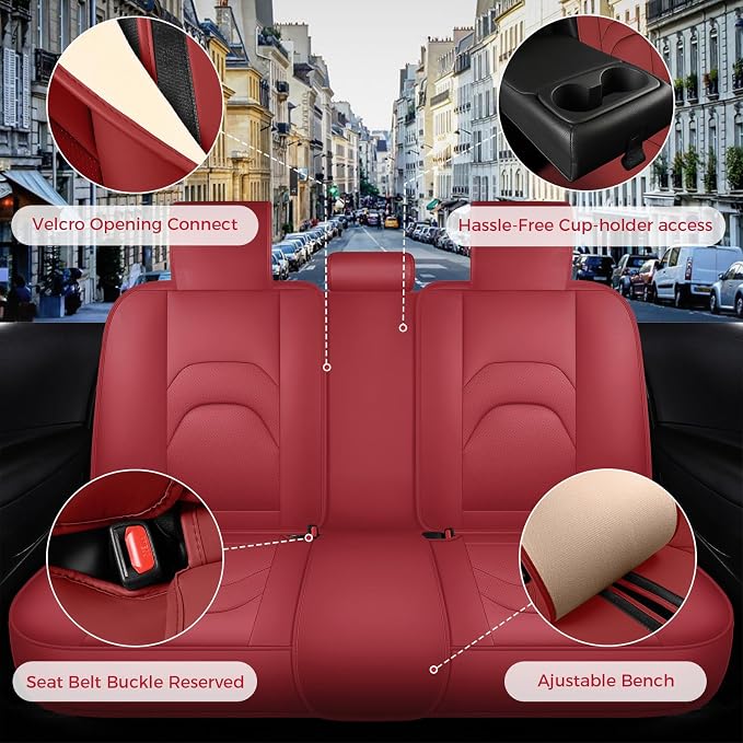 FREESOO Car Seat Covers Full Set, Waterproof Automotive Seat Covers, Leather - Image 5