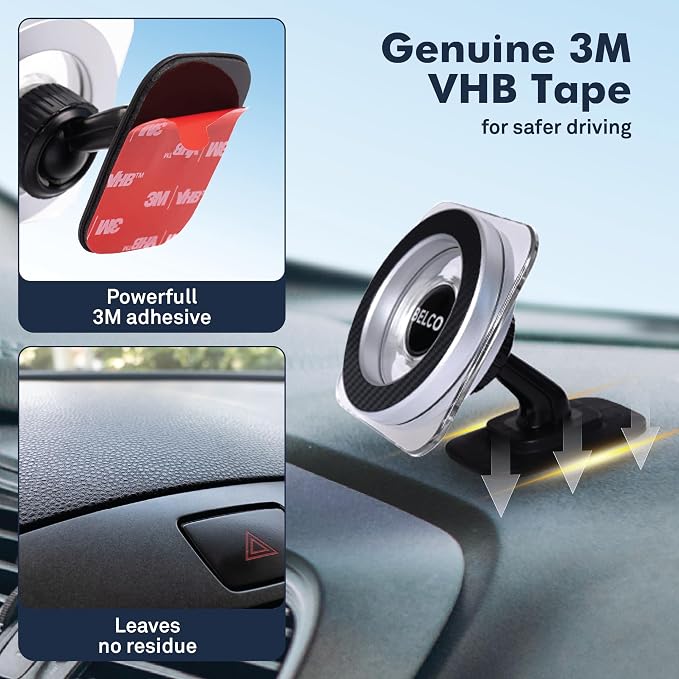 Belco Magnetic Phone Holder for Car – Adhesive Car Phone Mount - Image 4