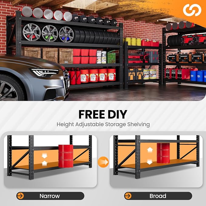 75” W Heavy Duty Metal Shelf, 8000LBS Metal Garage Shelving Units, 4 Tier - Image 4
