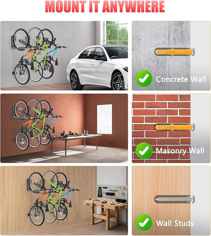 Bike Wall Mount 2 Pack Swivel Bike Rack - Image 7