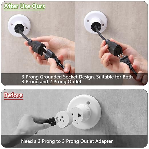 Feekoon 1 Pack 3 Outlet Light Socket Adapter, Convert E26/E27 Bulb Socket to 3 - Image 4