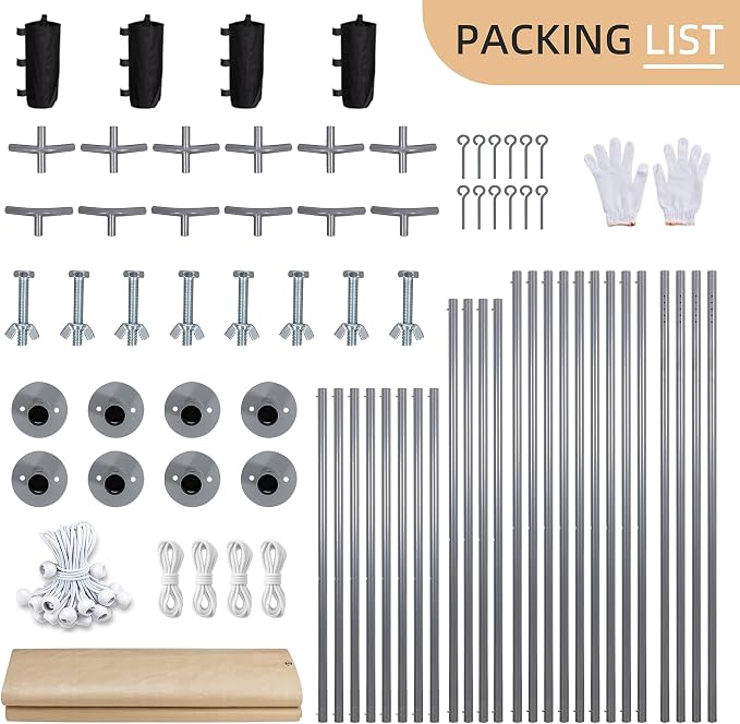 JY QAQA Carport, 12x20 FT Heavy Duty Carport Reinforced Steel Poles - Image 5
