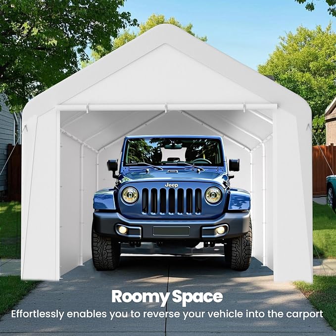 GOJOOASIS 10x20 Carport Heavy Duty Portable Garage Shelter Metal Car Canopy Tent - Image 6
