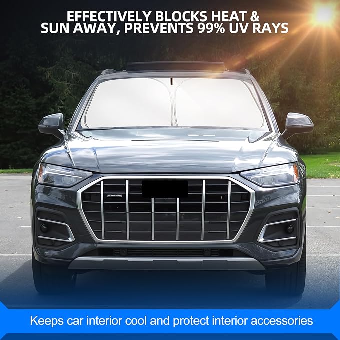 Windshield Sun Shade for Audi Q5 2018-2025 2026 Foldable Sunshade Custom Fit - Image 7
