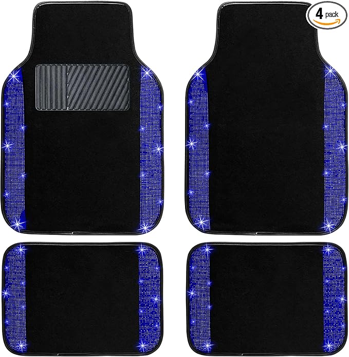 NBTEPEM Blue Bling Car Floor Mats Full Set, Universal Fit Most Cars by NBTEPEM