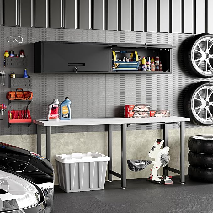 Small Wall-Mounted Locking Cabinet Metal Garage Storage Cabinet Hanging - Image 2