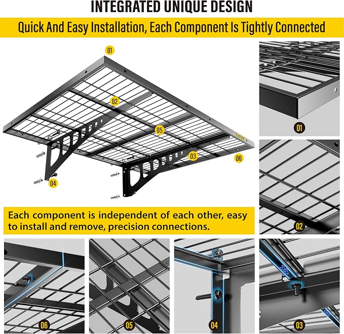 2x3ft 2Pack Wire Shelving Unit Heavy Duty Garage Storage Shelves Wall Mounted - Image 5