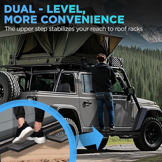Running Boards Compatible with 2018-2025 Jeep Wrangler JL 4 Doors, Carbon Steel - Image 6