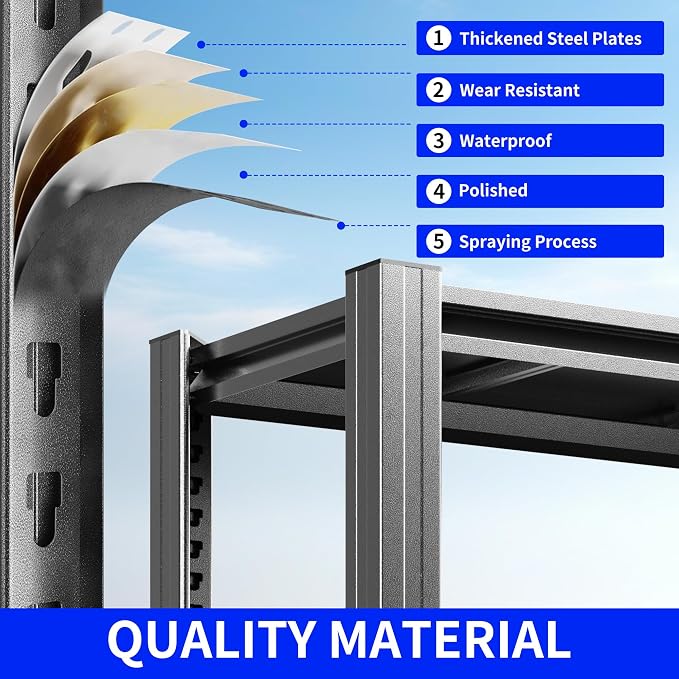 72" H Metal Storage Shelving, 2500LBS Heavy Duty Shelves Unit, Adjustable 5 - Image 5