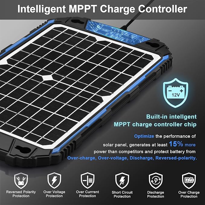 SUNER POWER Waterproof 12W 12V Solar Battery Charger & Maintainer Pro, Built-in - Image 2