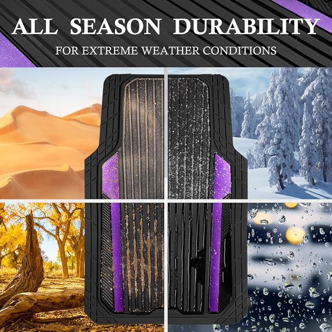 CAR PASS Heavy Duty Rubber Car Mats Metallic, Aluminum Film All Weather Floor - Image 3