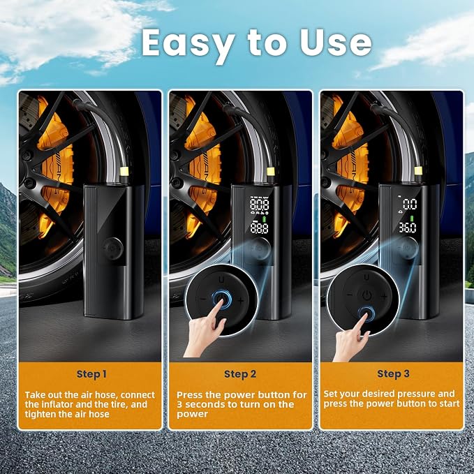 Tire Inflator Portable Air Compressor, Cordless Air Pump - Image 6