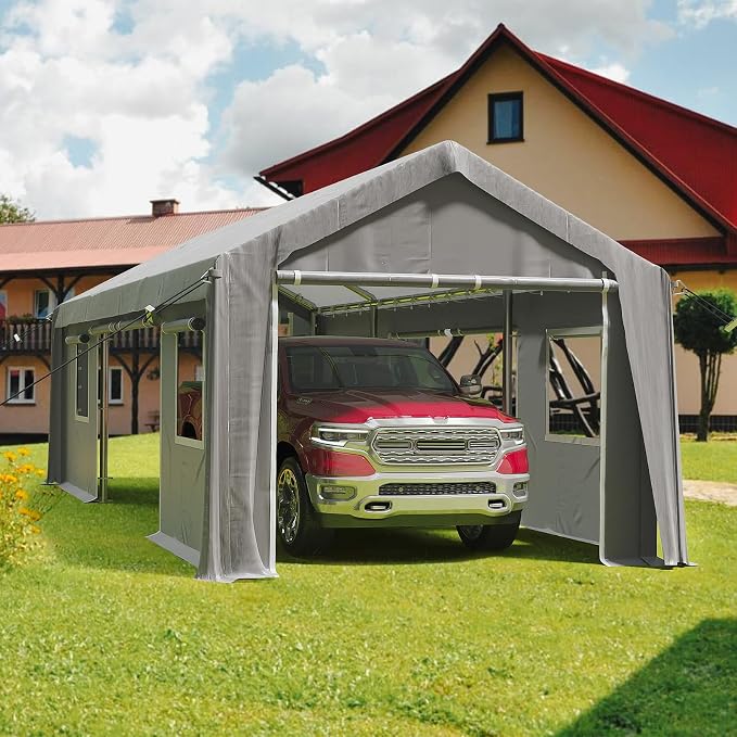 12x20ft Heavy Duty Carport Outdoor Canopy Portable Garage by Wpond