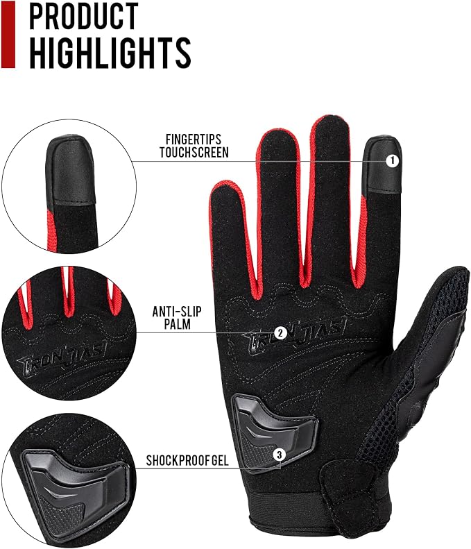 Motorcycle Gloves Touch Screen for Men Women Padding Hard Knuckle Cycling - Image 4