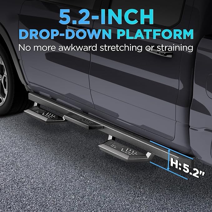 Running Boards Compatible with 2007-2018 Jeep Wrangle JK 4 Doors, Carbon Steel - Image 3
