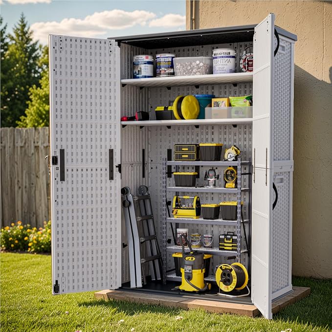 Patiowell Shelf of Plastic Outdoor Storage Cabinet, 26/50 Cu Ft Lockable - Image 4